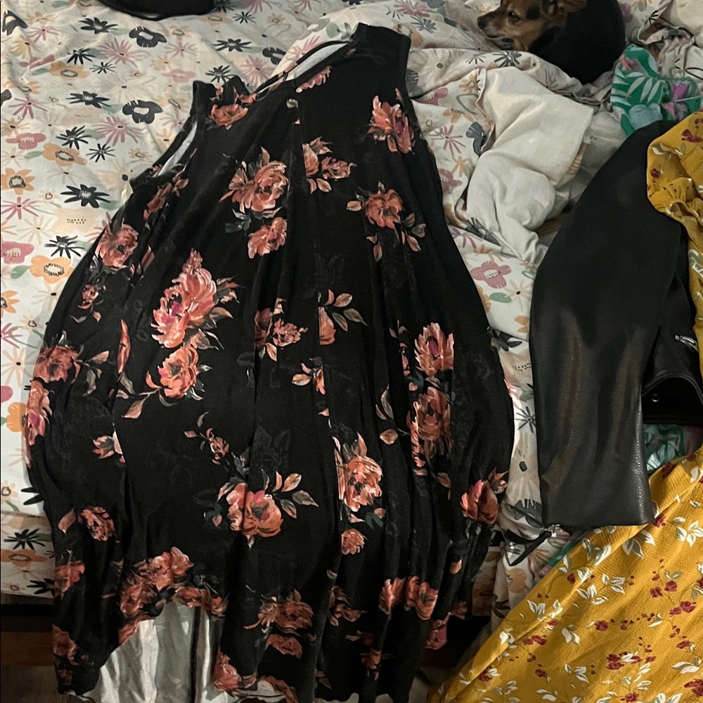 Floral Black and Pink Dress